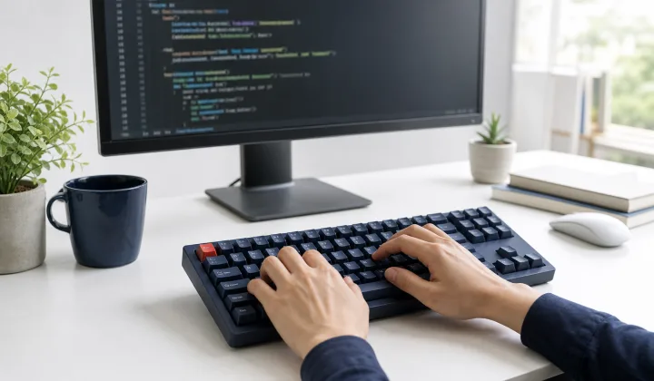 US配列キーボードでプログラミングするデスク